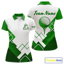 Load image into Gallery viewer, Personalized Polo Golf Shirts Custom For Womens White And Green Golf Shirts Team Golf Jersey NHT592