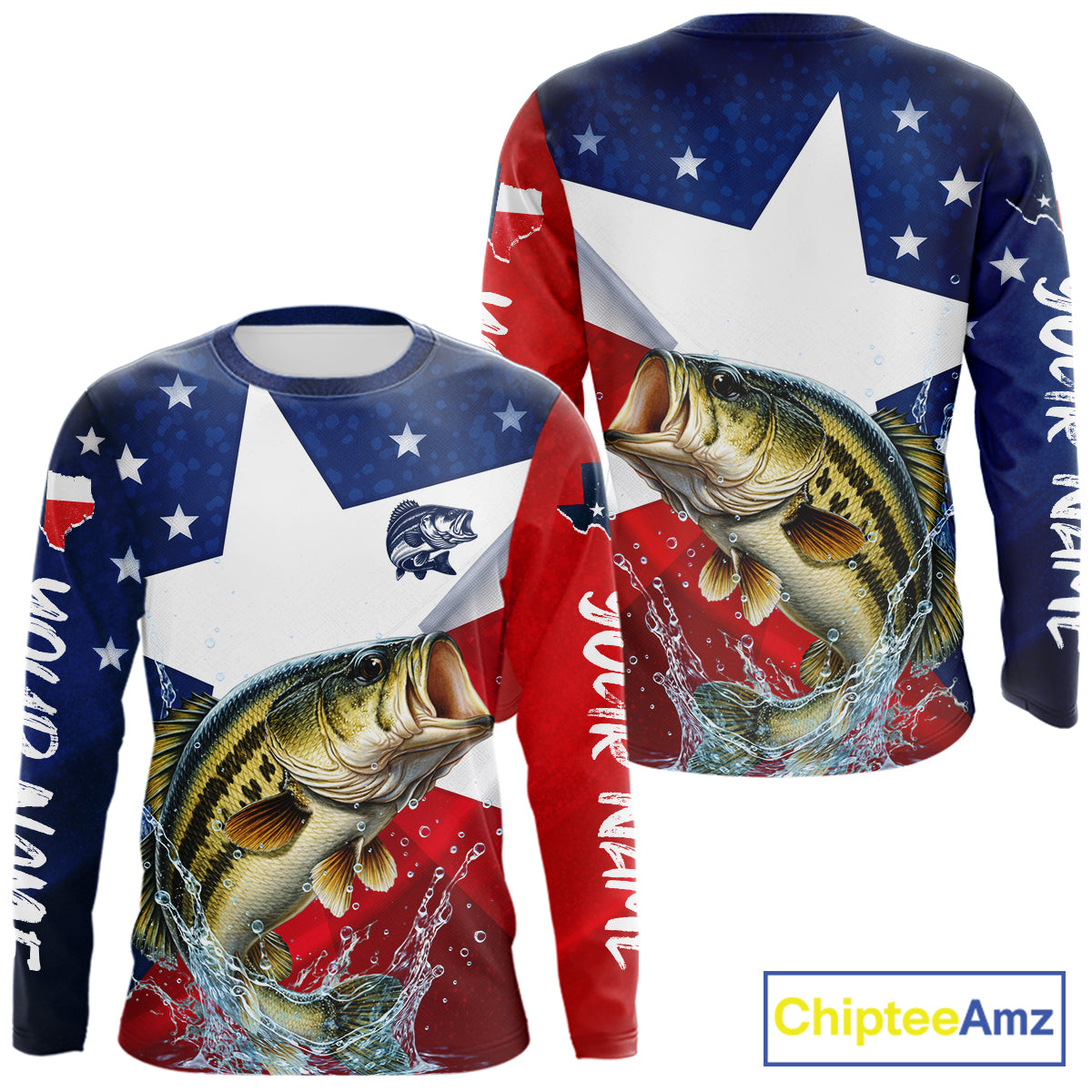 Design Texas Flag Bass Performance Fishing Shirts, Custom Texas Bass Fishing Jersey NHT609