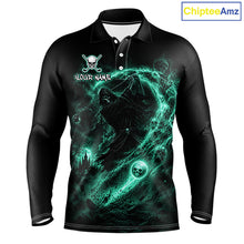 Load image into Gallery viewer, Black long-sleeve shirt with green graphic design and 'ChipteeAmz' branding.