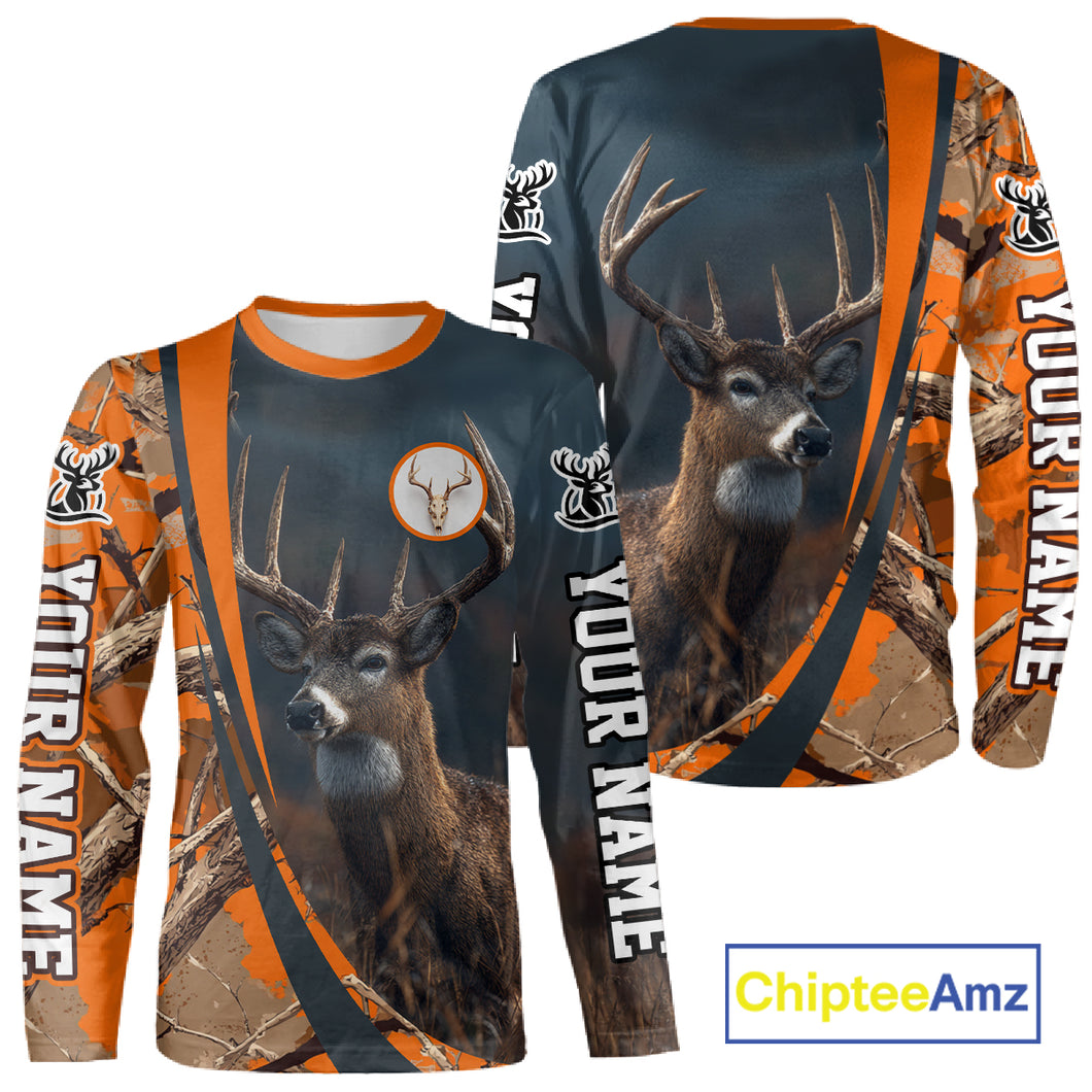 Whitetail Deer Hunting Big Game Camo Orange Custom Name 3D All Over Print Shirts NHT266