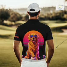 Load image into Gallery viewer, Personalized Golden Retriever Mens Golf Polo Shirt – Vintage Neon Golf Design NHT991