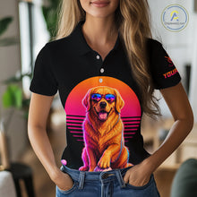 Load image into Gallery viewer, Personalized Golden Retriever Womens Golf Polo Shirt – Vintage Neon Golf Design NHT991