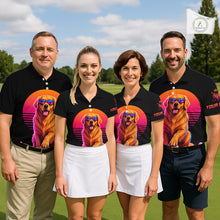 Load image into Gallery viewer, Personalized Golden Retriever Mens Golf Polo Shirt – Vintage Neon Golf Design NHT991