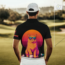 Load image into Gallery viewer, Personalized Funny Cat Mens Golf Polo Shirt – Vintage Neon Golf Design