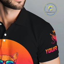 Load image into Gallery viewer, Personalized Funny Cat Mens Golf Polo Shirt – Vintage Neon Golf Design NHT992