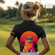 Load image into Gallery viewer, Personalized Funny Cat Womens Golf Polo Shirt – Vintage Neon Golf Design NHT992