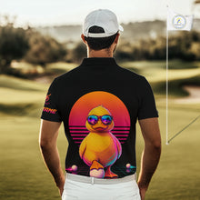 Load image into Gallery viewer, Personalized Funny Duck Cool Mens Golf Polo Shirt – Vintage Neon Golf Design NHT993