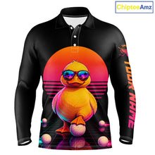 Load image into Gallery viewer, Personalized Funny Duck Cool Mens Golf Polo Shirt – Vintage Neon Golf Design