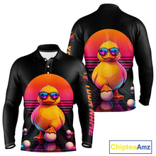 Load image into Gallery viewer, Personalized Funny Duck Cool Mens Golf Polo Shirt – Vintage Neon Golf Design