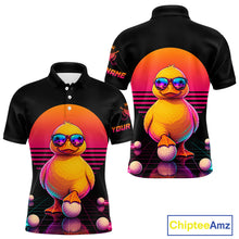 Load image into Gallery viewer, Personalized Funny Duck Cool Mens Golf Polo Shirt – Vintage Neon Golf Design