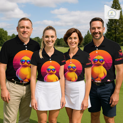 Personalized Funny Duck Cool Mens Golf Polo Shirt – Vintage Neon Golf Design NHT993