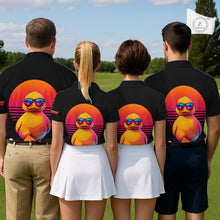 Load image into Gallery viewer, Personalized Funny Duck Cool Mens Golf Polo Shirt – Vintage Neon Golf Design NHT993