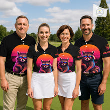 Load image into Gallery viewer, Personalized Funny Raccoon Womens Golf Polo Shirt – Vintage Neon Golf Design NHT995