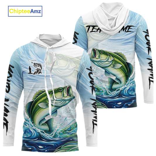 Bass Fishing Shirts Long Sleeve Customized Name Shirts, Largemouth Bass Fishing Jerseys NHT384