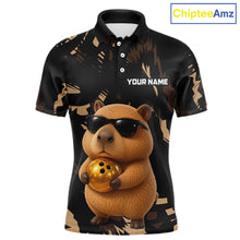 Load image into Gallery viewer, Funny Capybara Bowling Custom Polo Shirt, Quarter Zip Jersey, Personalized Team Name  