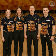 Load image into Gallery viewer, Funny Capybara Bowling Custom Polo Shirt, Quarter Zip Jersey, Personalized Team Name NHT1158