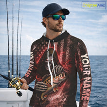 Load image into Gallery viewer, Hooded Custom Team Name Grim Reaper Bass Fishing With American Flag - Patriotic Bass Fishing Jersey|Red NHT629