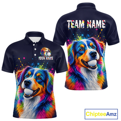 Personalized Australian Shepherd Mens Golf Polo Shirt - Custom Dog Lover Team Name Jersey
