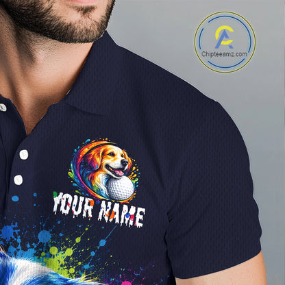 Personalized Australian Shepherd Mens Golf Polo Shirt - Custom Dog Lover Team Name Jersey