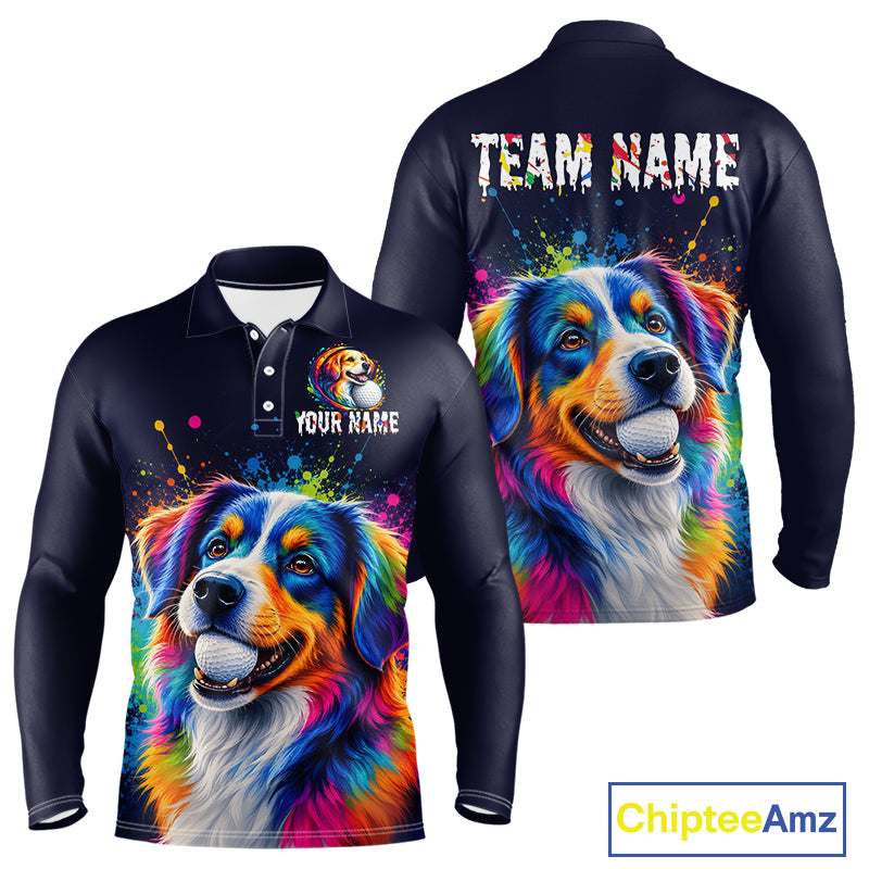 Personalized Australian Shepherd Mens Golf Polo Shirt - Custom Dog Lover Team Name Jersey