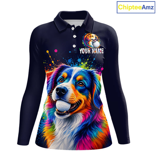 Personalized Australian Shepherd Womens Golf Polo Shirt - Custom Dog Lover Team Name Jersey