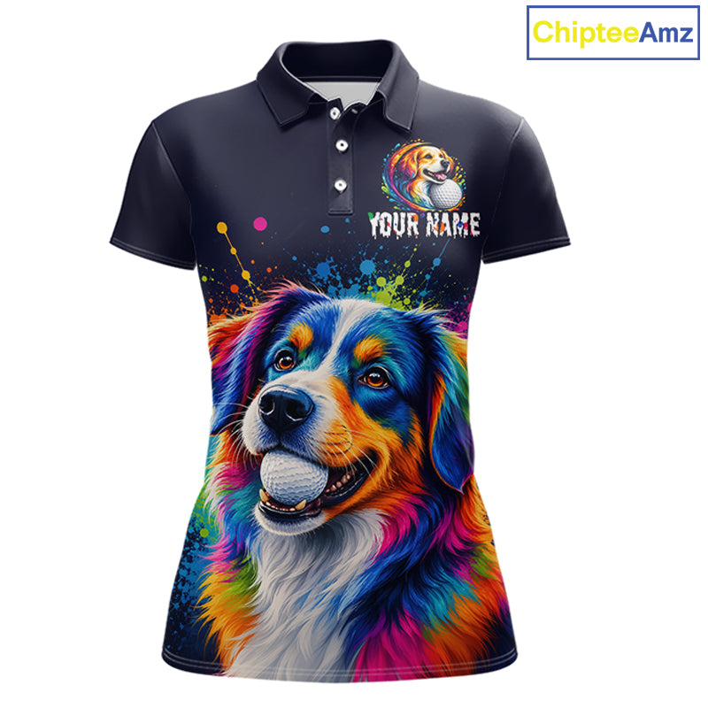 Personalized Australian Shepherd Womens Golf Polo Shirt - Custom Dog Lover Team Name Jersey