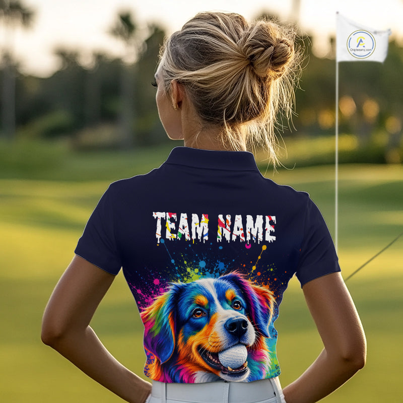 Personalized Australian Shepherd Womens Golf Polo Shirt - Custom Dog Lover Team Name Jersey NHT1011