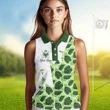 Load image into Gallery viewer, Personalized Womens Sleeveless Golf Shirt Tropical Style – Custom Name Polo, Gift For Mom, Golfer Gift Idea NHT673