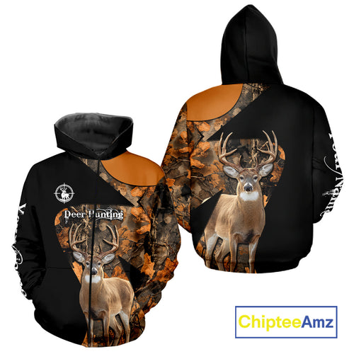 Deer Hunting Shirt Black Camo Orange 3D Custom Name, Season Deer Hunting NHT295