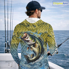Load image into Gallery viewer, Largemouth Bass Fishing Shirts Long Sleeve Hooded, Beautiful Bass Fishing Shirts For Men NHT403