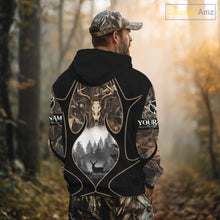 Load image into Gallery viewer, Deer Hunting Shirt 3D All Over Print Skull Deer Personalized Name, Hoodie Hunting For Men NHT363