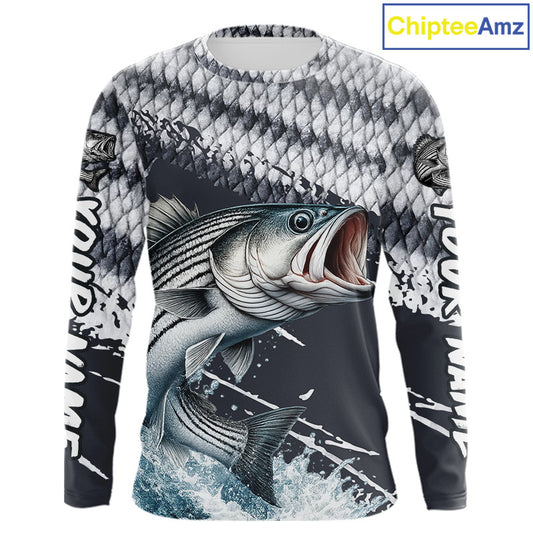 Striped Bass Striper Fishing Custom Performance Fishing Shirts, Fishing Jersey Shirt NHT537