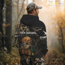 Load image into Gallery viewer, Mallard Duck Hunting Yellow Lab Custom Name 3D All Over Print Shirt, Lab Dog Hunting Gifts NHT130