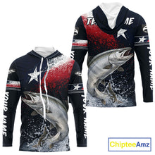 Load image into Gallery viewer, Custom Vintage Chinook Salmon Long Sleeve Hooded Patriotic Fishing Shirt For Men, Salmon Texas Flag Fishing Shirt NHT765