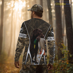 Duck Hunting Chocolate Lab 3D All Over Printed Camouflage Shirts, Duck Hunting Clothes NHT146