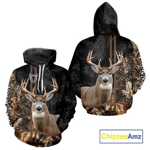 Personalized Deer Hunting Black Brown Camo Shirts,  Whitetail Deer Hunting Gift NHT311