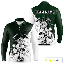 Load image into Gallery viewer, Green White Funny Golf Ball Pattern Mens Golf Polo Shirts Custom Golf Outfits Men, Green Golf Tops NHT785