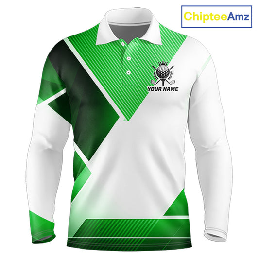 Green And White Golf Ball Golf Polo Shirts Custom Golf Clothing, Golf Gifts For Mens NHT591