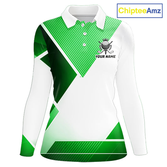 Green And White Golf Ball Golf Polo Shirts Custom Golf Clothing , Golf Gifts For Womens NHT591
