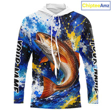 Load image into Gallery viewer, Custom Redfish Fishing Jersey – Saltwater Fishing Shirt Long Sleeve Hooded For Men