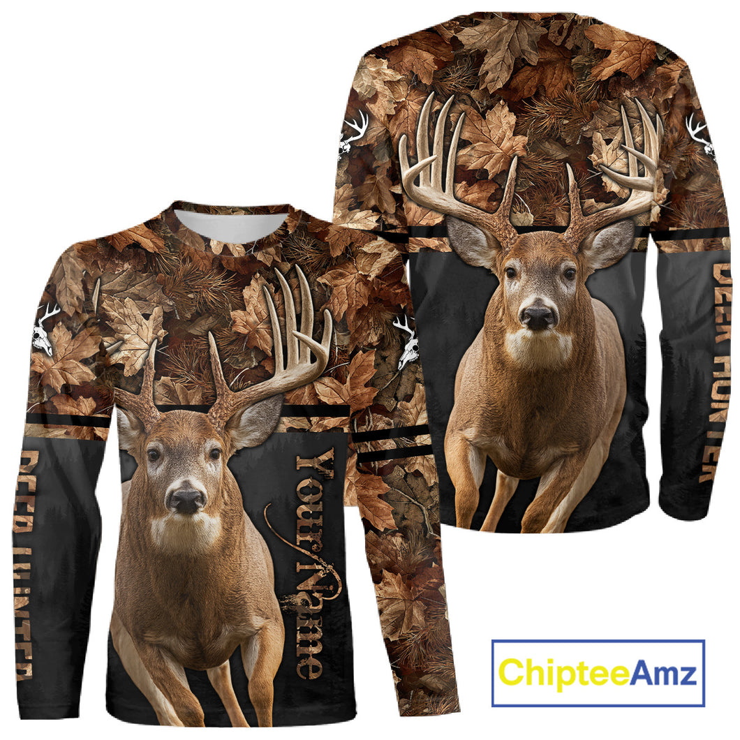 Best Custom Camo Autumn Whitetail Deer Hunting Shirt With Full All-Over 3D For Deer Hunters NHT180