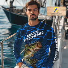 Load image into Gallery viewer, Largemouth Bass Fishing, Fishing Shirts Long Sleeve, Fishing Gift  | Blue NHT385