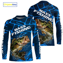 Load image into Gallery viewer, Largemouth Bass Fishing, Kid Fishing Shirts Long Sleeve, Fishing Gift  | Blue NHT385