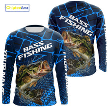 Load image into Gallery viewer, Largemouth Bass Fishing, Fishing Shirts Long Sleeve, Fishing Gift  | Blue NHT385
