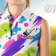 Load image into Gallery viewer, Personalized Colorful Paint Stroke Sleeveless Golf Polo Shirt Flaming Golf Ball Custom Best Team Golf Shirts NHT624