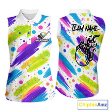 Load image into Gallery viewer, Personalized Colorful Paint Stroke Sleeveless Golf Polo Shirt Flaming Golf Ball Custom Best Team Golf Shirts NHT624