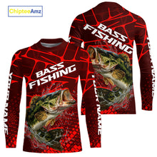 Load image into Gallery viewer, Largemouth Bass Fishing, Kid Fishing Shirts Long Sleeve Scale, Fishing Gift |Red NHT391