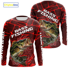Load image into Gallery viewer, Largemouth Bass Fishing, Fishing Shirts Long Sleeve Scale, Fishing Gift |Red NHT391