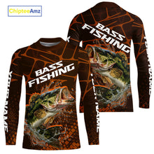 Load image into Gallery viewer, Largemouth Bass Fishing, Kid Fishing Shirts Long Sleeve Scale, Fishing Gift | Orange NHT393