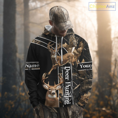 Best Deer Hunting Shirt Jumping Deer Custom Name Camo Clothes For Deer Hunters Gifts NHT187